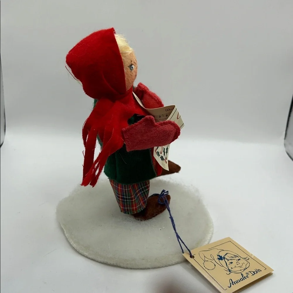 Annalee Doll with Red Scarf and Plaid Skirt